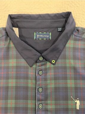William Murray Green and Navy Targan Plaid Men’s 2XL Performance Polo Shirt